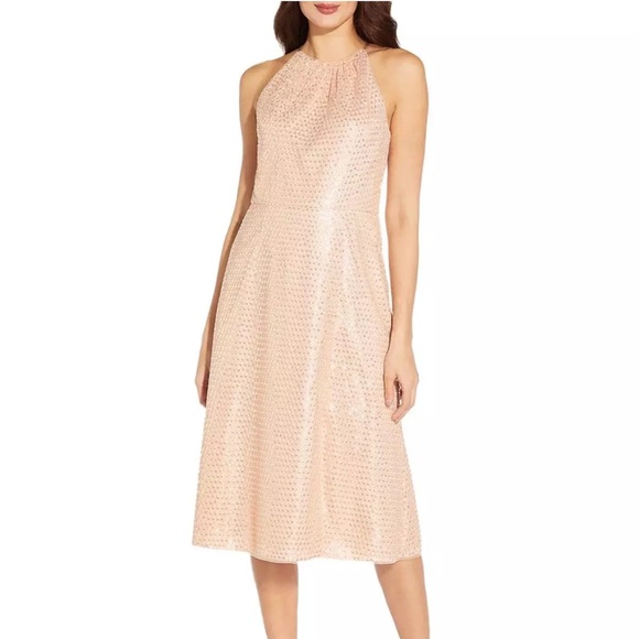 Aidan Mattox Dresses & Skirts - Aidan Mattox Pink Halter Midi Cocktail Dress